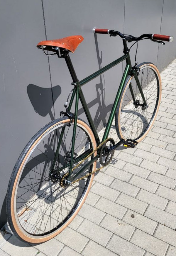 Vintage Single Speed w butelkowej zieleni, rozmiar 56 cm