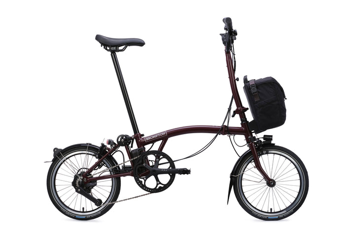 Brompton C-Line Electric H4L Red Plum Extended — widok roweru