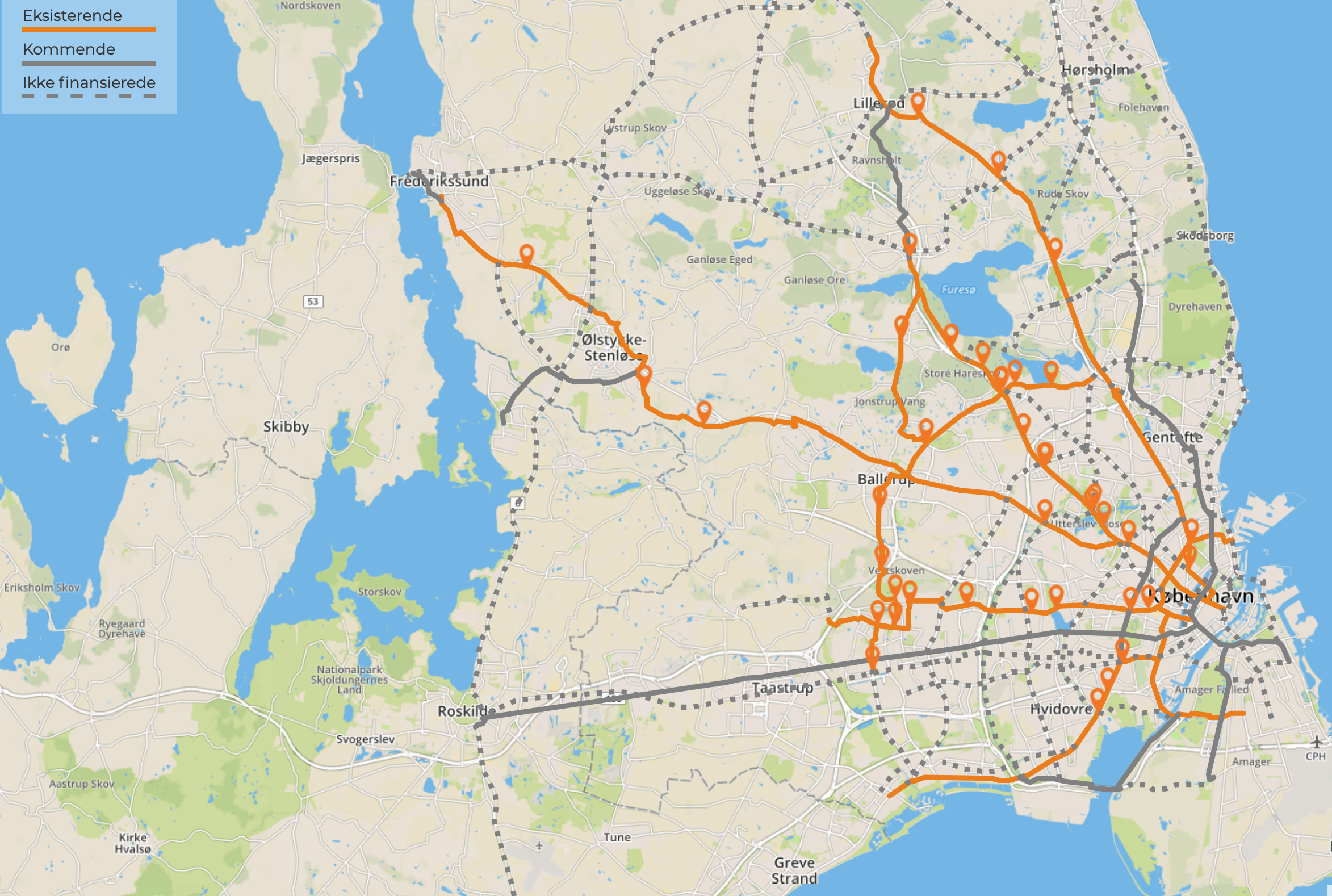 Mapa auostrad rowerowych Dania