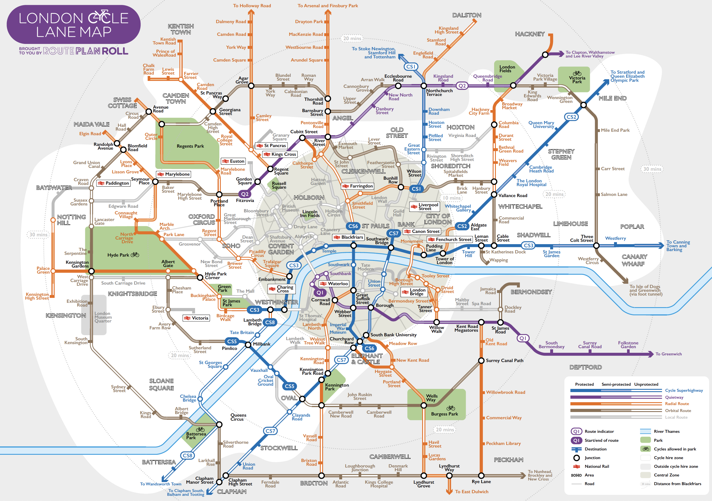 Mapa dróg rowerowych Londyn