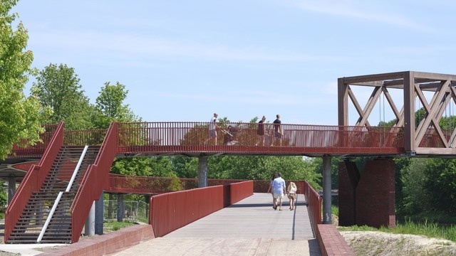drewniany most rowerowy w Oirschot, Holandia