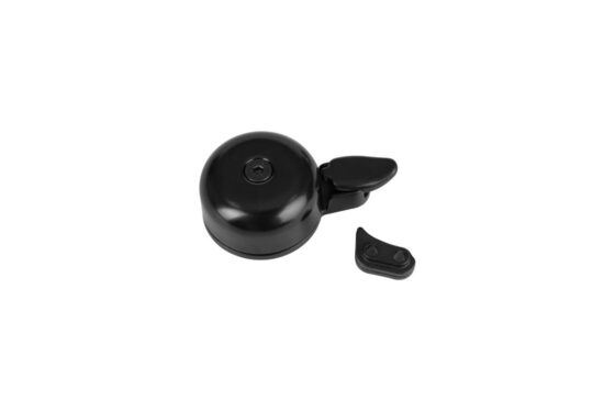 Czarny uchwyt na słuchawki z białym tłem i Zintegrowanym Dzwonkiem Brompton - aluminium.
