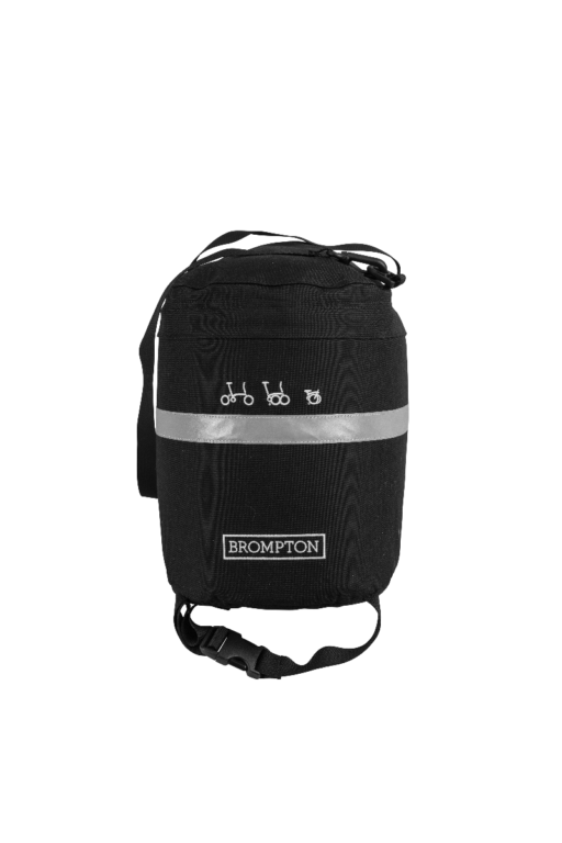 Torba na bagażnik Brompton Rack Bag - czarna z białym logo.